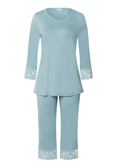 Moments Lace Trim Cotton Pajama Set | Tourmaline Blue 77928-2712